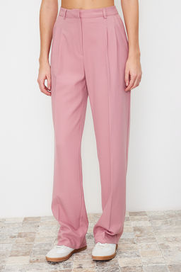 Limited Edition Ac?k Pembe Straight/Duz Kesim Dokuma Kumas Pantolon TWOAW23PL00401