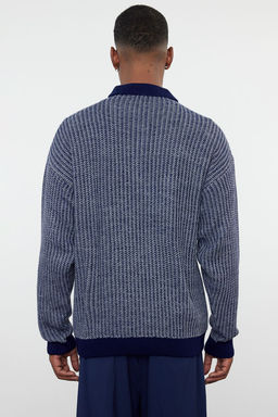 TRENDYOL MAN Lacivert Casual Regular Polo Yaka Dokulu Triko Kazak TMNAW25KZ00007 - Trendyolmilla фото 14