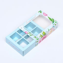 Цена за 5 шт. Коробка для конфет 6 шт., Розовые розы 13.7?9.8?3.9