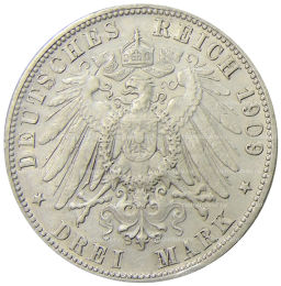 3 марки 1909 года F Германия (Вюртемберг)