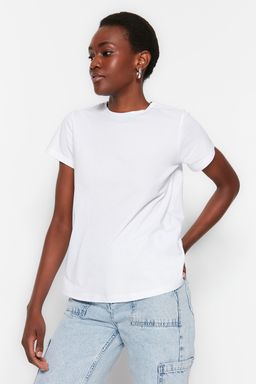 TRENDYOLMILLA Kahverengi-Bej-Haki Cizgili 3lu Paket Basic Bisiklet Yaka Orme T-Shirt TWOSS20TS0146 фото 33