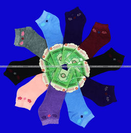 Цена за 12 пар. Следки женские однотонные "Цветочки"