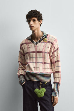 CHECK JACQUARD KNIT POLO SHIRT HARRY LAMBERT FOR ZARA X DISNEY  фото 2