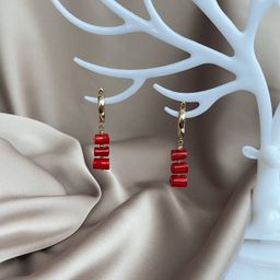 Серьги длинные из Коралла - Радуга самоцветов фото 2