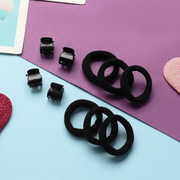 Цена за 3 шт. Набор для волос «Затейница», 12 резинок 2 см, 4 крабика, классика, чёрный