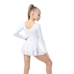 Купальник для хореографии Grace Dance, юбка-сетка, с длинным рукавом, р. 30, цвет белый  фото 4