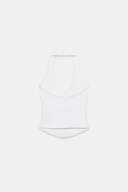 TOP HALTER BAJO REDONDEADO / Blanco