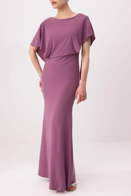 Mor Duz Dokuma Sandy Maxi Abiye & Mezuniyet Elbisesi - Trendyolmilla фото 3