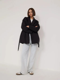 Куртка с поясом N055/charcoal - Emka фото 7