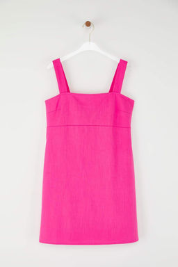 Trendyolmilla Yag Yesili Keten Kar?s?ml? A Kesim Gipeli Ask?lar? Ayarlanabilir Mini Dokuma Elbise TWOSS25EL00648  фото 10