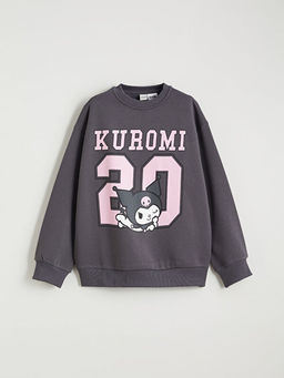 Kuromi Bask?l? K?z ?ocuk Kal?n Sweatshirt