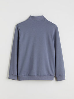 Rahat Kal?p Dik Yaka Erkek Fermuarl? Sweatshirt