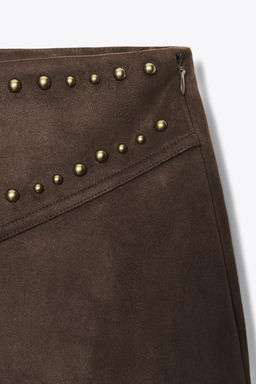 STADDED FAUX SUEDE FLARE TROUSERS - Zara фото 10