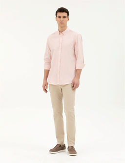 Bej Slim Fit Kanvas Pantolon