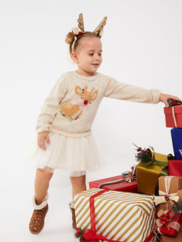 Bisiklet Yaka Uzun Kollu Y?lba?? Temal? Triko K?z Bebek Elbise - Waikiki фото 2