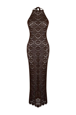 Trendyolmilla Siyah Midi Slim Triko Plaj Elbise TBESS25EL00146  фото 5