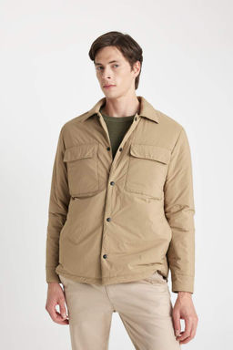 Приталенное пальто с воротником-поло - Defacto фото 3