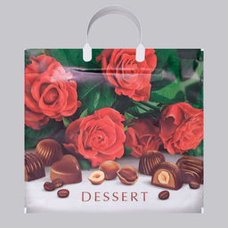 Цена за 10 шт. Пакет «Десерт», полиэтиленовый с пластиковой ручкой, 80 мкм 37×34 см