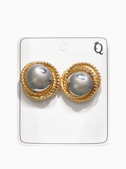 Серьги металл Тренд шар, цвет золото с серебром