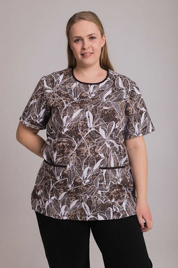 Футболка М30081Вкб коричневый/белый