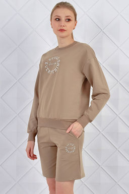 Арт. 5342 Костюм женский с шортами 42-50 (5 шт) Цвет:верх- бежевый, низ- бежевый