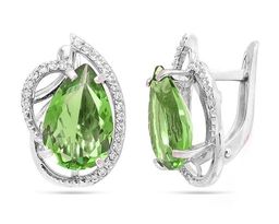 Серьги из серебра ситалл имитация султанита, СПН4106