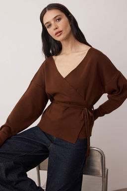 Kahverengi Kruvaze Yaka Triko H?rka TEDAW25HI00025