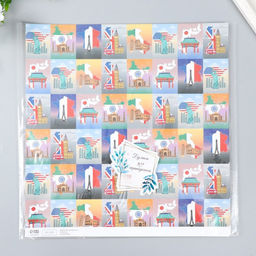 Цена за 5 шт. Бумага для скрапбукинга двусторонняя «Путешествия», плотность 180 г, 30.5×32 см