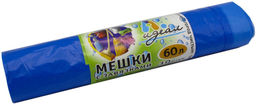 Мешки для мусора с завязками 60л, 60х70см, 23мкм, рулон 10шт., голубые