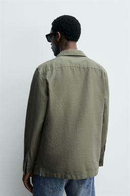 SOBRECAMISA RELAXED FIT CON LINO / verde lavado - Zara фото 3