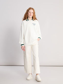 Polo Yaka Cinnamoroll Bask?l? K?z ?ocuk Sweatshirt