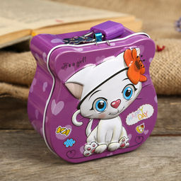 Копилка металл "Милый котёнок" МИКС 8,5х9х4,5 см