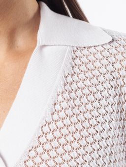 VILATTE / Поло изящной ажурной вязки из пряжи со льном  фото 2