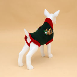 Свитер для животных Рога удачи, размер XL (ДС 40 см, ОШ 34, ОГ 32-51), зелёный - Пижон фото 4