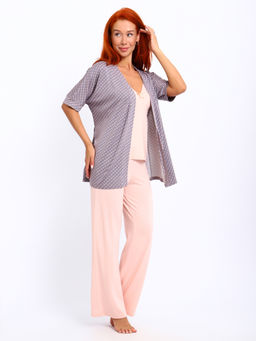 Пижама с халатом МИШЕЛЬ-1: брюки, топ, халат (персик № 20/3) - Ивановская трикотажная компания фото 2