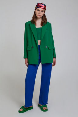 Ярко-синие джинсы с бахромой - Incity фото 3