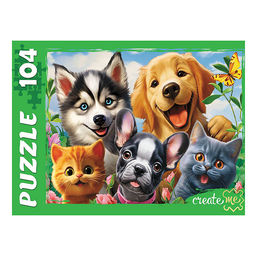 Пазлы 104 "Селфи четвероногих друзей"