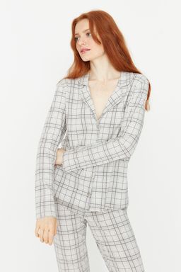 Trendyolmilla Bej %100 Pamuklu Ekoseli Orme Pijama Tak?m? THMAW20PT0266