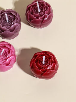 Набор свечей декоративных "Пионы" 5 шт 3,5х3,5х2,5 см розово-фиолетовые 6,5х22,5х3,5 см