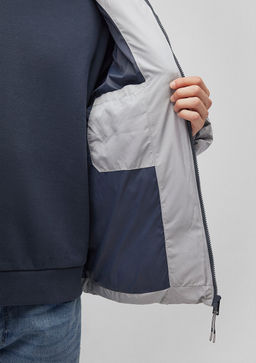 Kapusonlu Gri Sisme Mont - Mavi фото 6