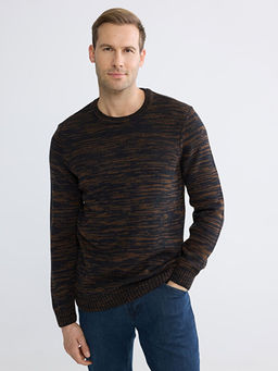 Bisiklet Yaka Desenli Erkek Triko Kazak