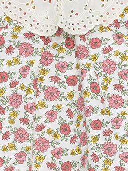 Bebe Yaka Uzun Kollu ?i?ekli K?z Bebek Elbise