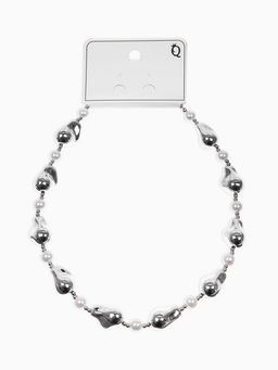 Бусы "Жемчуг Борокко", цвет белый в серебре 40+удл