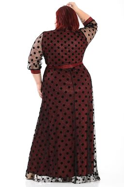 Платье с прозрачной сеткой в горох длинное - Almond фото 3