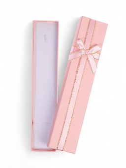 Цена за 6 шт. Коробочка подарочная под браслет, цепочку, часы, 21×4 см, (полезная часть 20.2×3.7 см), розовая, перламутровая