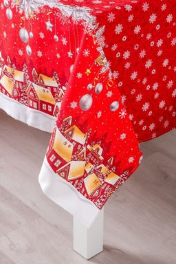 Скатерть Новогодняя ночь-красн. 150*150см. рогожка хлопок 100% - Лен поволжья фото 3