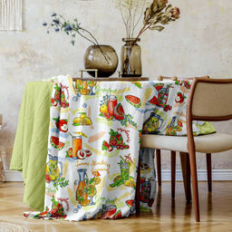 Скатерть д146см Лимонад, диаметр стола до 105см, на 6 персон, хлопок Комфорт 171г/м2, упаковка классическая 28х41см, Домашняя мода (Россия)