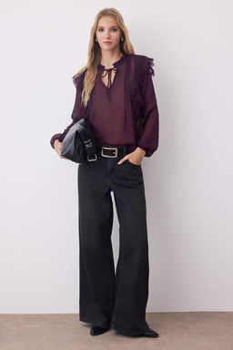 Murdum Sifon Transparan Dantel Detayl? Dokuma Bluz TWOAW26BZ00182 - Trendyolmilla фото 2