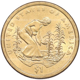 Монета 1 доллар 2009 года (D) США Коренные американцы (Сакагавея)  Коренная американка сажает кукурузу