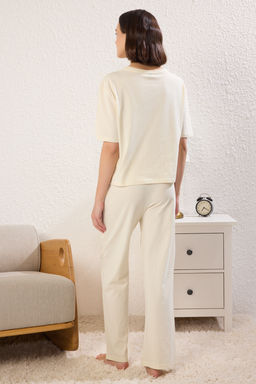 Trendyolmilla Lila %100 Pamuklu Eglenceli Bask?l? T-shirt-Pantolon Orme Pijama Tak?m? THMSS23PT00134 фото 42